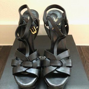 YSL Tribute Leather 105mm Platform Sandals 38.5